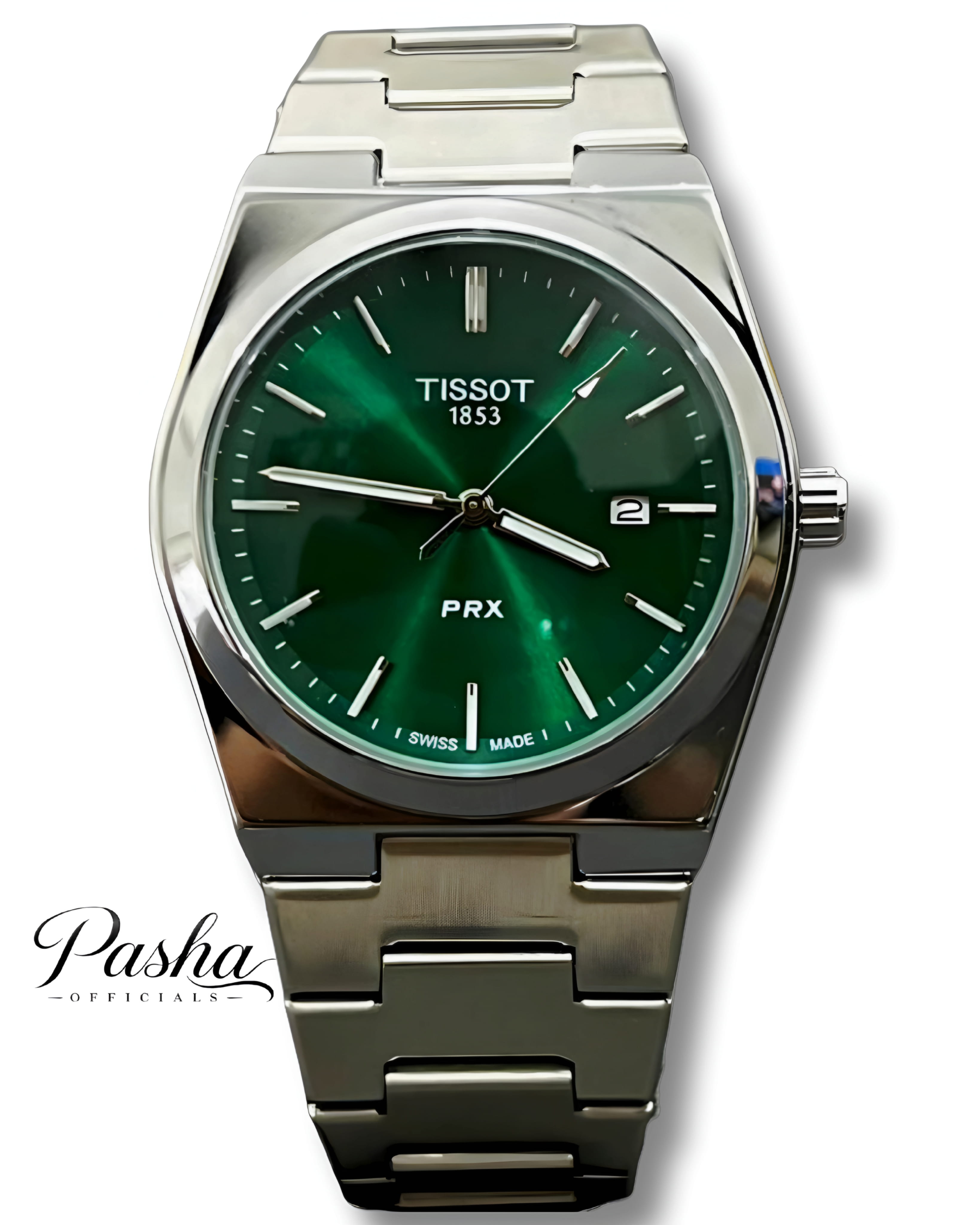 Tissot PRX Green Dial Premium Watch – Silver Stainless Steel